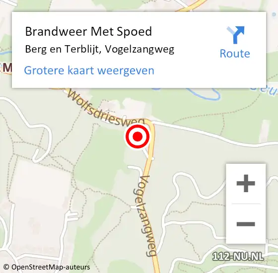 Locatie op kaart van de 112 melding: Brandweer Met Spoed Naar Berg en Terblijt, Vogelzangweg op 10 maart 2023 18:24