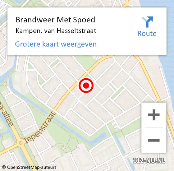 Locatie op kaart van de 112 melding: Brandweer Met Spoed Naar Kampen, van Hasseltstraat op 10 maart 2023 18:27