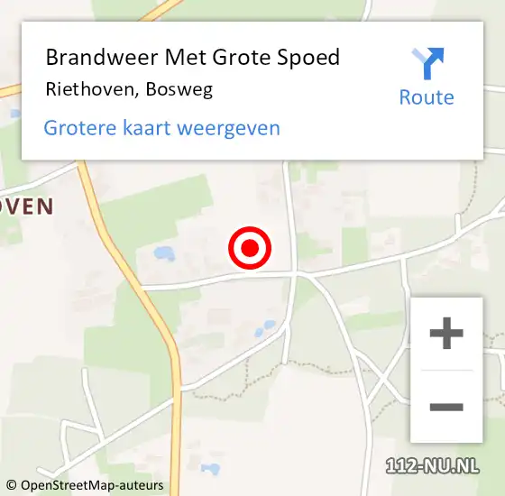 Locatie op kaart van de 112 melding: Brandweer Met Grote Spoed Naar Riethoven, Bosweg op 10 maart 2023 18:50