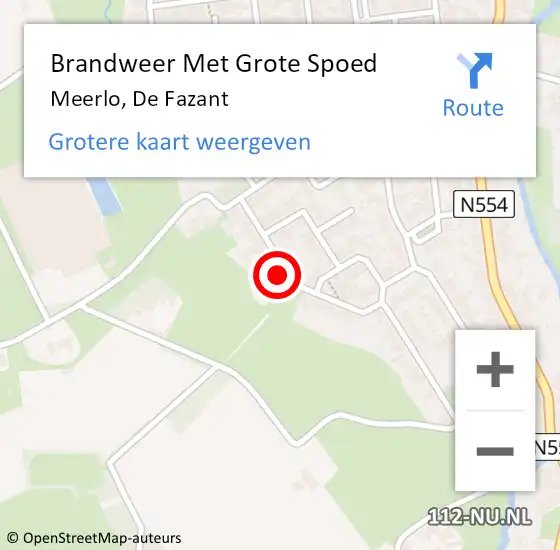 Locatie op kaart van de 112 melding: Brandweer Met Grote Spoed Naar Meerlo, De Fazant op 10 maart 2023 19:01