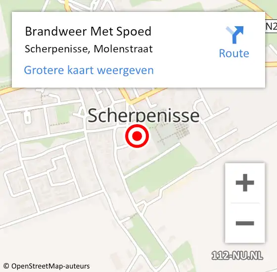 Locatie op kaart van de 112 melding: Brandweer Met Spoed Naar Scherpenisse, Molenstraat op 10 maart 2023 19:08