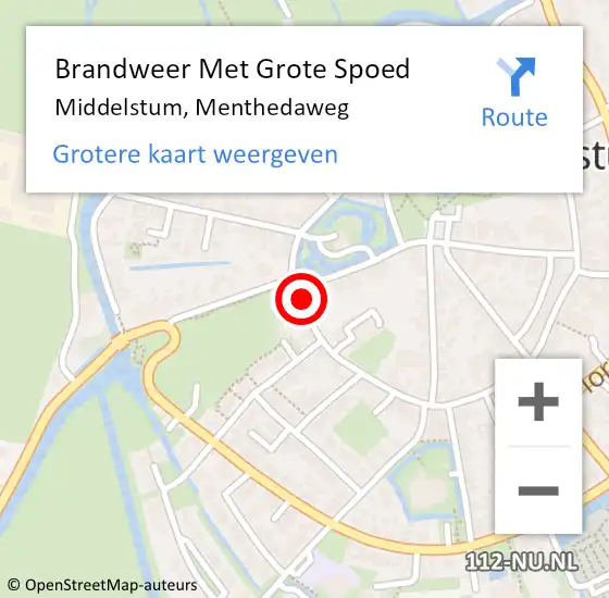 Locatie op kaart van de 112 melding: Brandweer Met Grote Spoed Naar Middelstum, Menthedaweg op 10 maart 2023 19:45