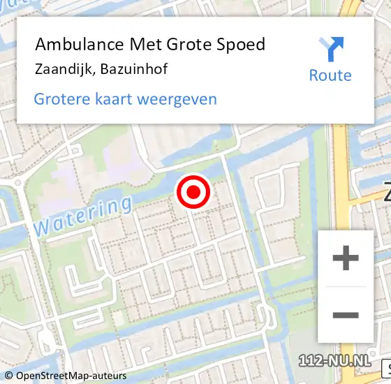 Locatie op kaart van de 112 melding: Ambulance Met Grote Spoed Naar Zaandijk, Bazuinhof op 10 maart 2023 19:50