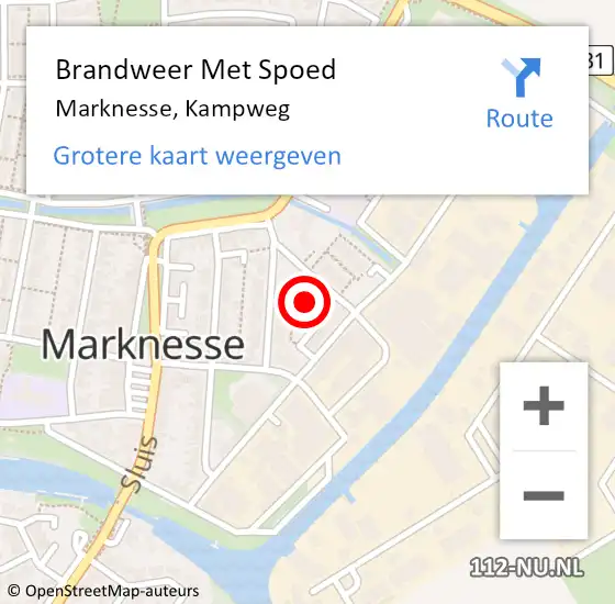 Locatie op kaart van de 112 melding: Brandweer Met Spoed Naar Marknesse, Kampweg op 10 maart 2023 20:04