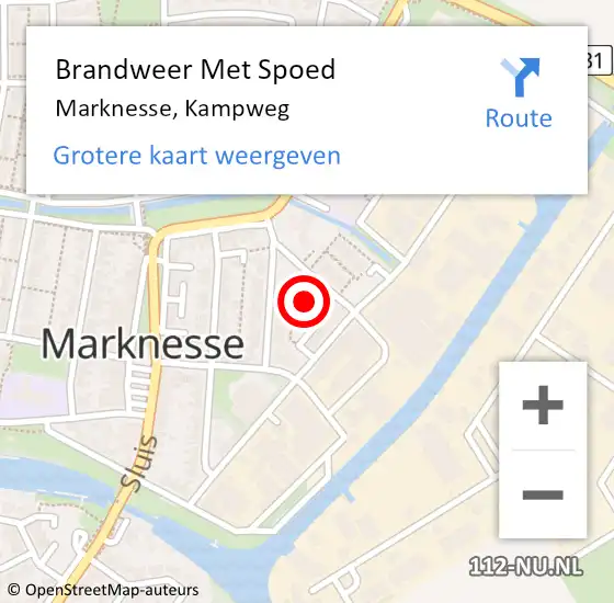 Locatie op kaart van de 112 melding: Brandweer Met Spoed Naar Marknesse, Kampweg op 10 maart 2023 20:16