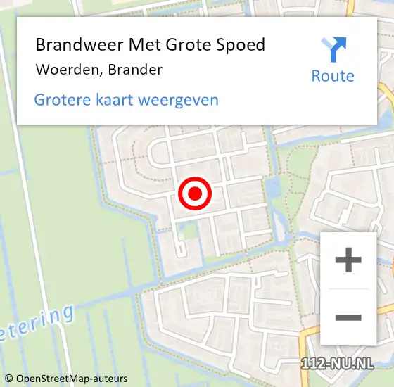 Locatie op kaart van de 112 melding: Brandweer Met Grote Spoed Naar Woerden, Brander op 10 maart 2023 20:23