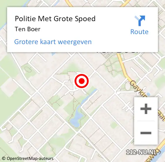 Locatie op kaart van de 112 melding: Politie Met Grote Spoed Naar Ten Boer op 10 maart 2023 20:39