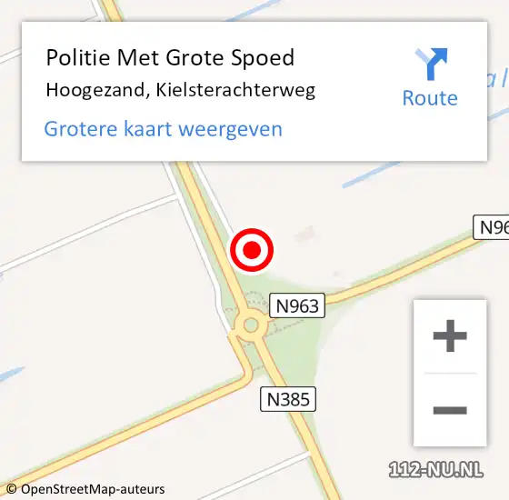 Locatie op kaart van de 112 melding: Politie Met Grote Spoed Naar Hoogezand, Kielsterachterweg op 10 maart 2023 20:43