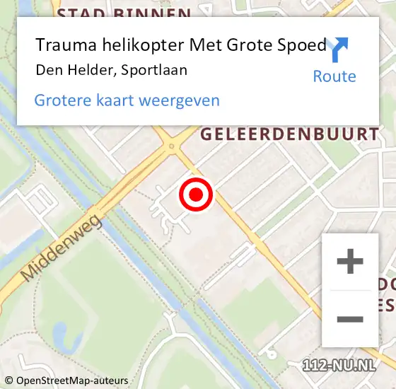 Locatie op kaart van de 112 melding: Trauma helikopter Met Grote Spoed Naar Den Helder, Sportlaan op 10 maart 2023 20:59