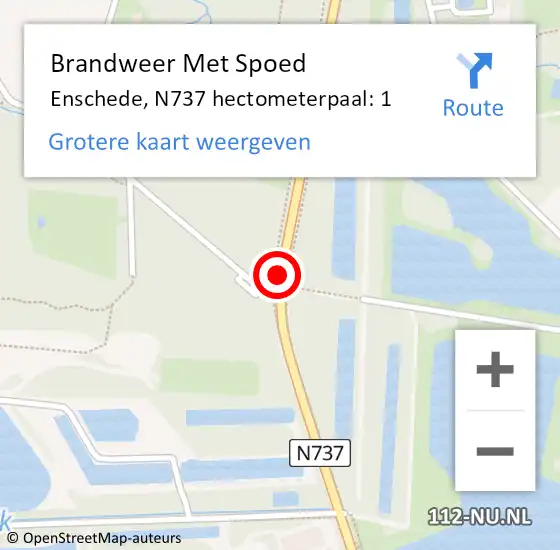 Locatie op kaart van de 112 melding: Brandweer Met Spoed Naar Enschede, N737 hectometerpaal: 1 op 10 maart 2023 21:07