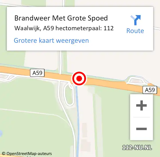 Locatie op kaart van de 112 melding: Brandweer Met Grote Spoed Naar Waalwijk, A59 hectometerpaal: 112 op 10 maart 2023 21:30