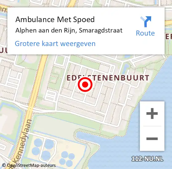 Locatie op kaart van de 112 melding: Ambulance Met Spoed Naar Alphen aan den Rijn, Smaragdstraat op 10 maart 2023 21:44