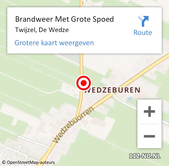 Locatie op kaart van de 112 melding: Brandweer Met Grote Spoed Naar Twijzel, De Wedze op 10 maart 2023 21:48