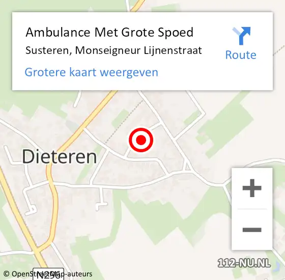 Locatie op kaart van de 112 melding: Ambulance Met Grote Spoed Naar Susteren, Monseigneur Lijnenstraat op 10 maart 2023 21:57