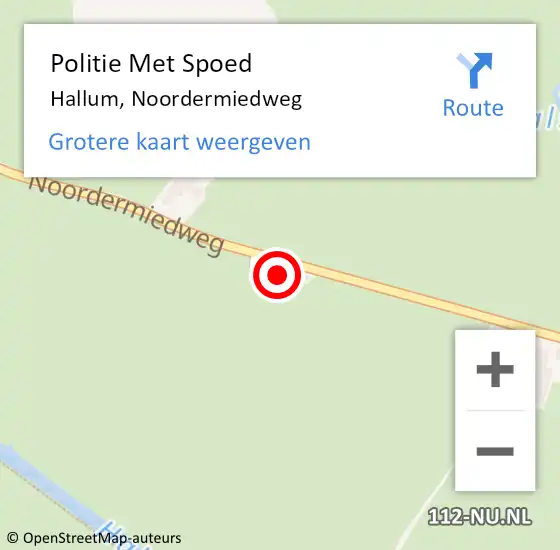 Locatie op kaart van de 112 melding: Politie Met Spoed Naar Hallum, Noordermiedweg op 10 maart 2023 22:06