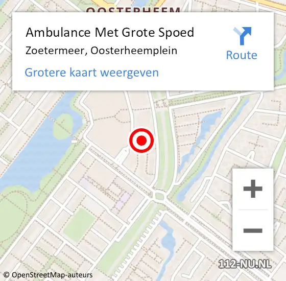 Locatie op kaart van de 112 melding: Ambulance Met Grote Spoed Naar Zoetermeer, Oosterheemplein op 10 maart 2023 22:07