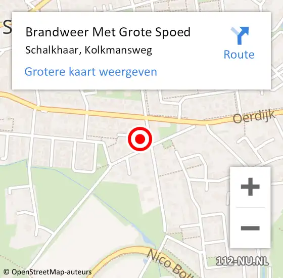 Locatie op kaart van de 112 melding: Brandweer Met Grote Spoed Naar Schalkhaar, Kolkmansweg op 10 maart 2023 22:09