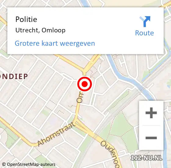 Locatie op kaart van de 112 melding: Politie Utrecht, Omloop op 10 maart 2023 22:43