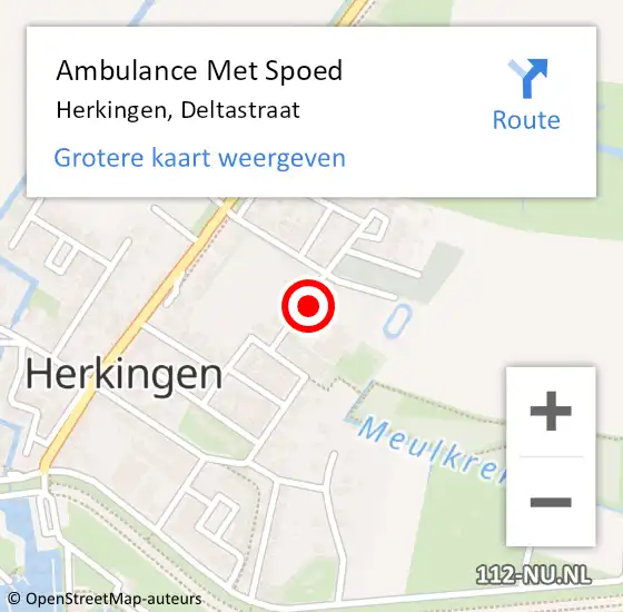 Locatie op kaart van de 112 melding: Ambulance Met Spoed Naar Herkingen, Deltastraat op 10 maart 2023 23:00