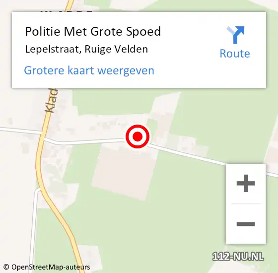 Locatie op kaart van de 112 melding: Politie Met Grote Spoed Naar Lepelstraat, Ruige Velden op 10 maart 2023 23:02