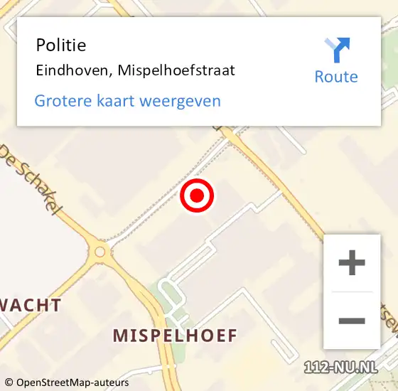 Locatie op kaart van de 112 melding: Politie Eindhoven, Mispelhoefstraat op 10 maart 2023 23:15