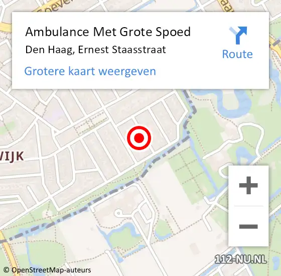 Locatie op kaart van de 112 melding: Ambulance Met Grote Spoed Naar Den Haag, Ernest Staasstraat op 10 maart 2023 23:17