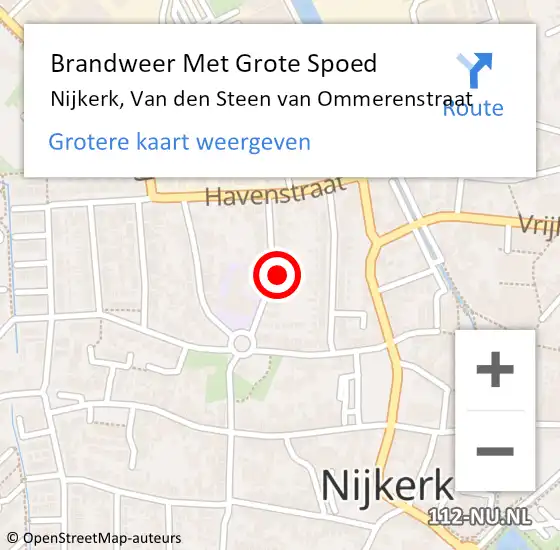 Locatie op kaart van de 112 melding: Brandweer Met Grote Spoed Naar Nijkerk, Van den Steen van Ommerenstraat op 10 maart 2023 23:18