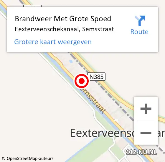 Locatie op kaart van de 112 melding: Brandweer Met Grote Spoed Naar Eexterveenschekanaal, Semsstraat op 10 maart 2023 23:33