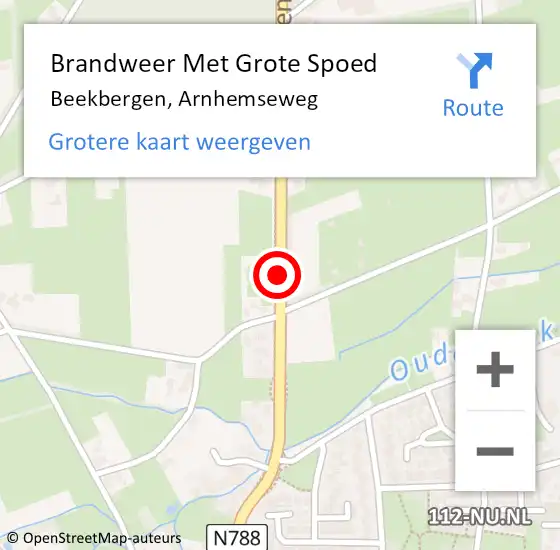 Locatie op kaart van de 112 melding: Brandweer Met Grote Spoed Naar Beekbergen, Arnhemseweg op 11 maart 2023 00:07