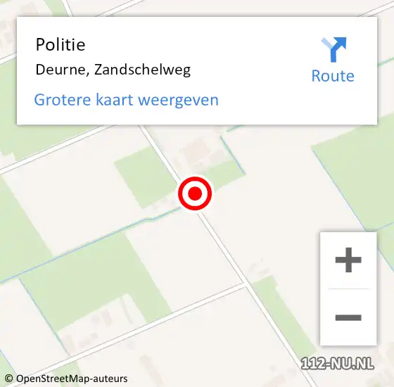 Locatie op kaart van de 112 melding: Politie Deurne, Zandschelweg op 11 maart 2023 00:09