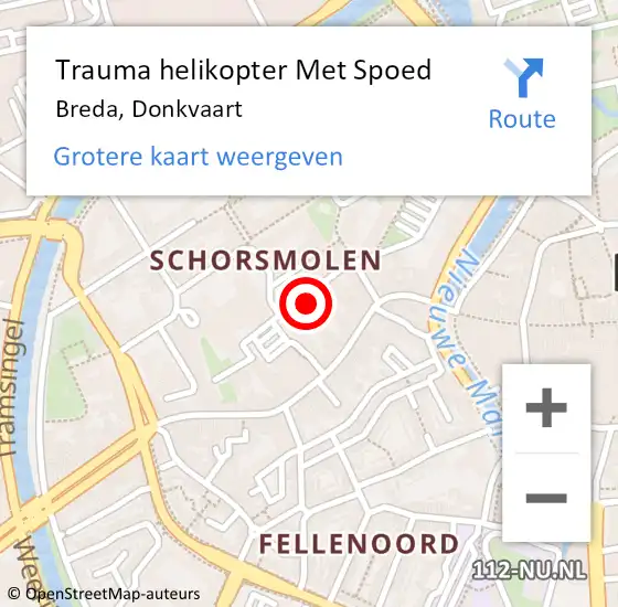 Locatie op kaart van de 112 melding: Trauma helikopter Met Spoed Naar Breda, Donkvaart op 11 maart 2023 00:45