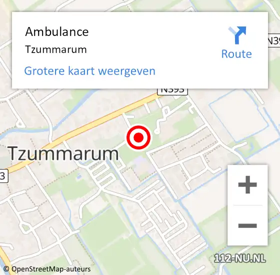 Locatie op kaart van de 112 melding: Ambulance Tzummarum op 11 maart 2023 01:15