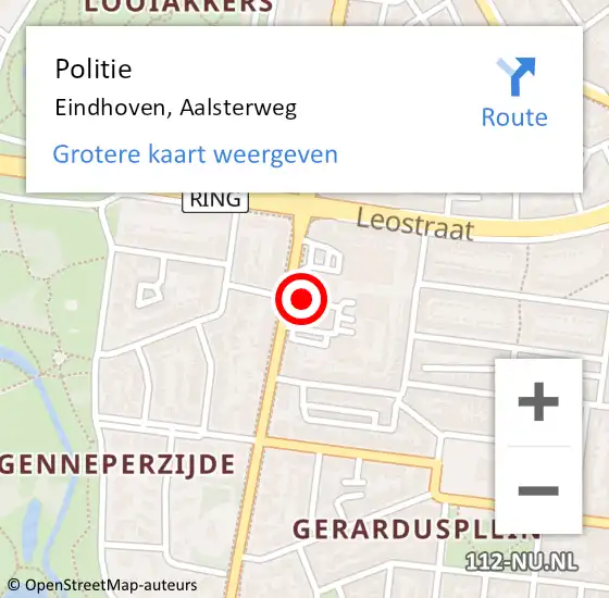 Locatie op kaart van de 112 melding: Politie Eindhoven, Aalsterweg op 11 maart 2023 01:16