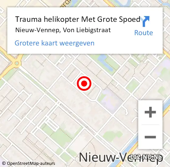 Locatie op kaart van de 112 melding: Trauma helikopter Met Grote Spoed Naar Nieuw-Vennep, Von Liebigstraat op 11 maart 2023 02:18