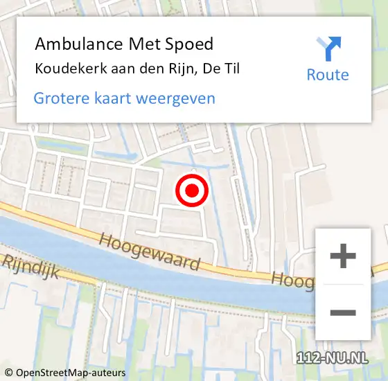 Locatie op kaart van de 112 melding: Ambulance Met Spoed Naar Koudekerk aan den Rijn, De Til op 11 maart 2023 03:44