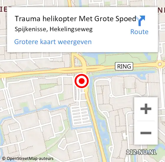 Locatie op kaart van de 112 melding: Trauma helikopter Met Grote Spoed Naar Spijkenisse, Hekelingseweg op 11 maart 2023 05:08