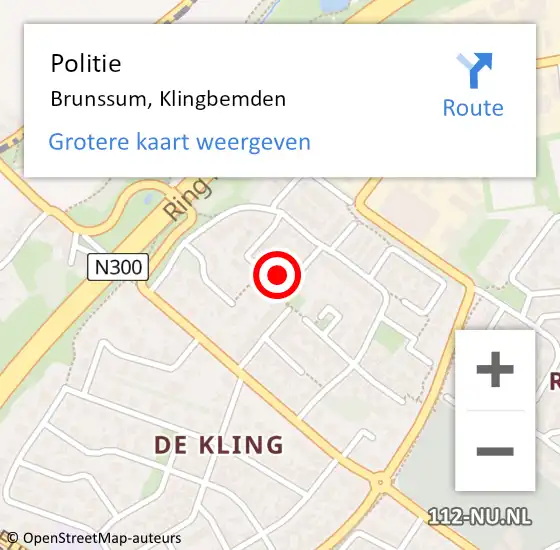 Locatie op kaart van de 112 melding: Politie Brunssum, Klingbemden op 11 maart 2023 05:51