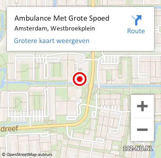 Locatie op kaart van de 112 melding: Ambulance Met Grote Spoed Naar Amsterdam, Westbroekplein op 11 maart 2023 06:31