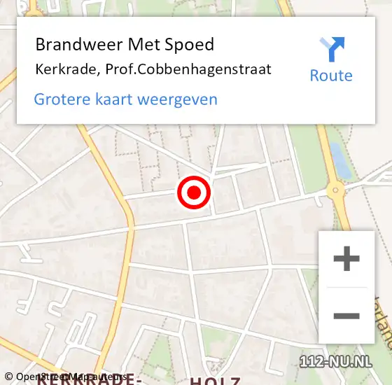 Locatie op kaart van de 112 melding: Brandweer Met Spoed Naar Kerkrade, Prof.Cobbenhagenstraat op 11 maart 2023 06:49