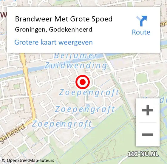 Locatie op kaart van de 112 melding: Brandweer Met Grote Spoed Naar Groningen, Godekenheerd op 11 maart 2023 07:43