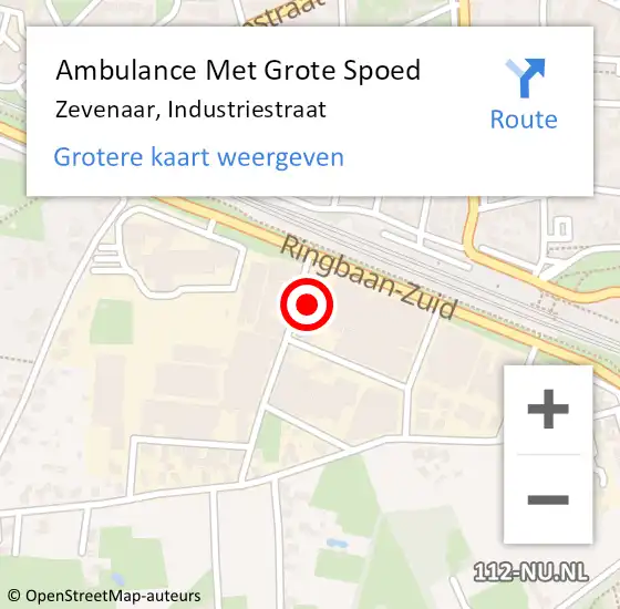 Locatie op kaart van de 112 melding: Ambulance Met Grote Spoed Naar Zevenaar, Industriestraat op 18 augustus 2014 14:24