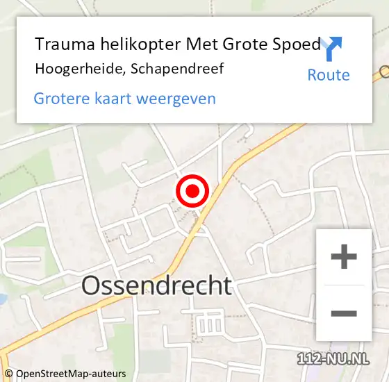 Locatie op kaart van de 112 melding: Trauma helikopter Met Grote Spoed Naar Hoogerheide, Schapendreef op 11 maart 2023 08:44