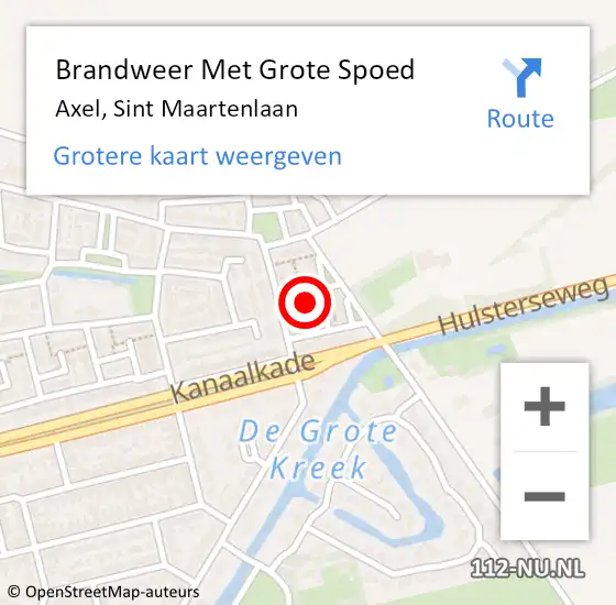 Locatie op kaart van de 112 melding: Brandweer Met Grote Spoed Naar Axel, Sint Maartenlaan op 11 maart 2023 09:21