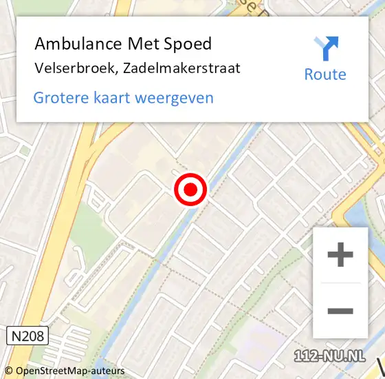 Locatie op kaart van de 112 melding: Ambulance Met Spoed Naar Velserbroek, Zadelmakerstraat op 11 maart 2023 09:22