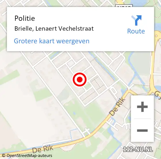 Locatie op kaart van de 112 melding: Politie Brielle, Lenaert Vechelstraat op 11 maart 2023 10:04