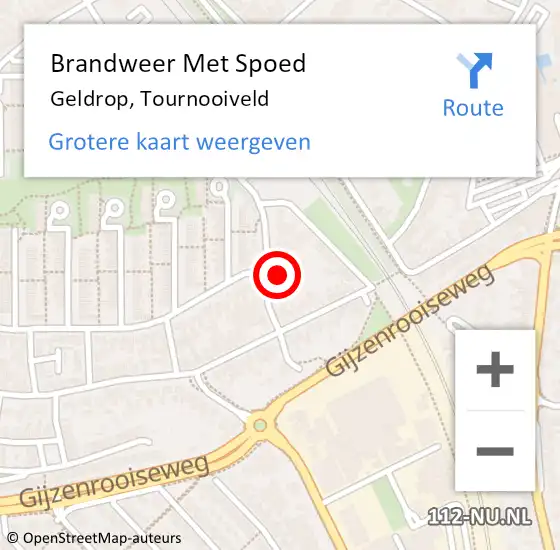 Locatie op kaart van de 112 melding: Brandweer Met Spoed Naar Geldrop, Tournooiveld op 11 maart 2023 10:23