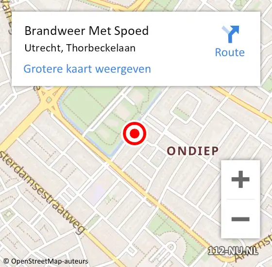 Locatie op kaart van de 112 melding: Brandweer Met Spoed Naar Utrecht, Thorbeckelaan op 11 maart 2023 10:25