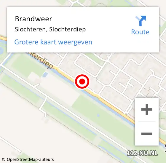Locatie op kaart van de 112 melding: Brandweer Slochteren, Slochterdiep op 11 maart 2023 10:31
