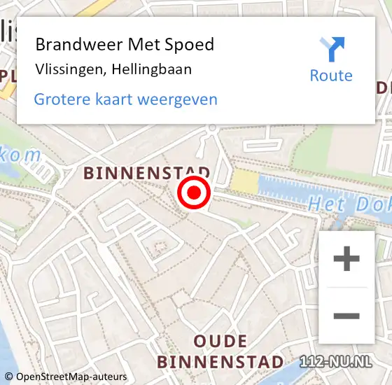 Locatie op kaart van de 112 melding: Brandweer Met Spoed Naar Vlissingen, Hellingbaan op 11 maart 2023 10:36