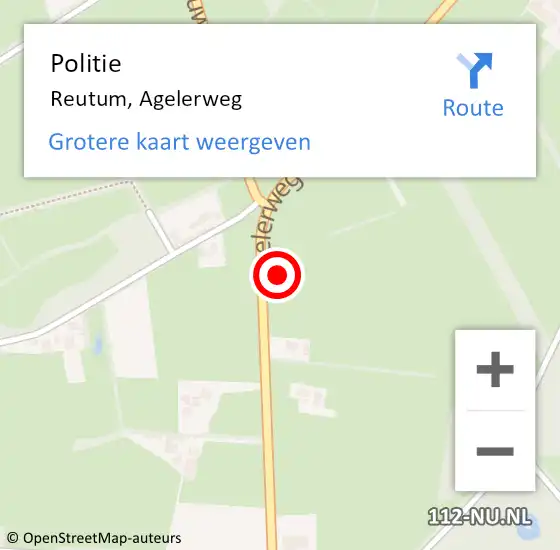 Locatie op kaart van de 112 melding: Politie Reutum, Agelerweg op 11 maart 2023 10:48